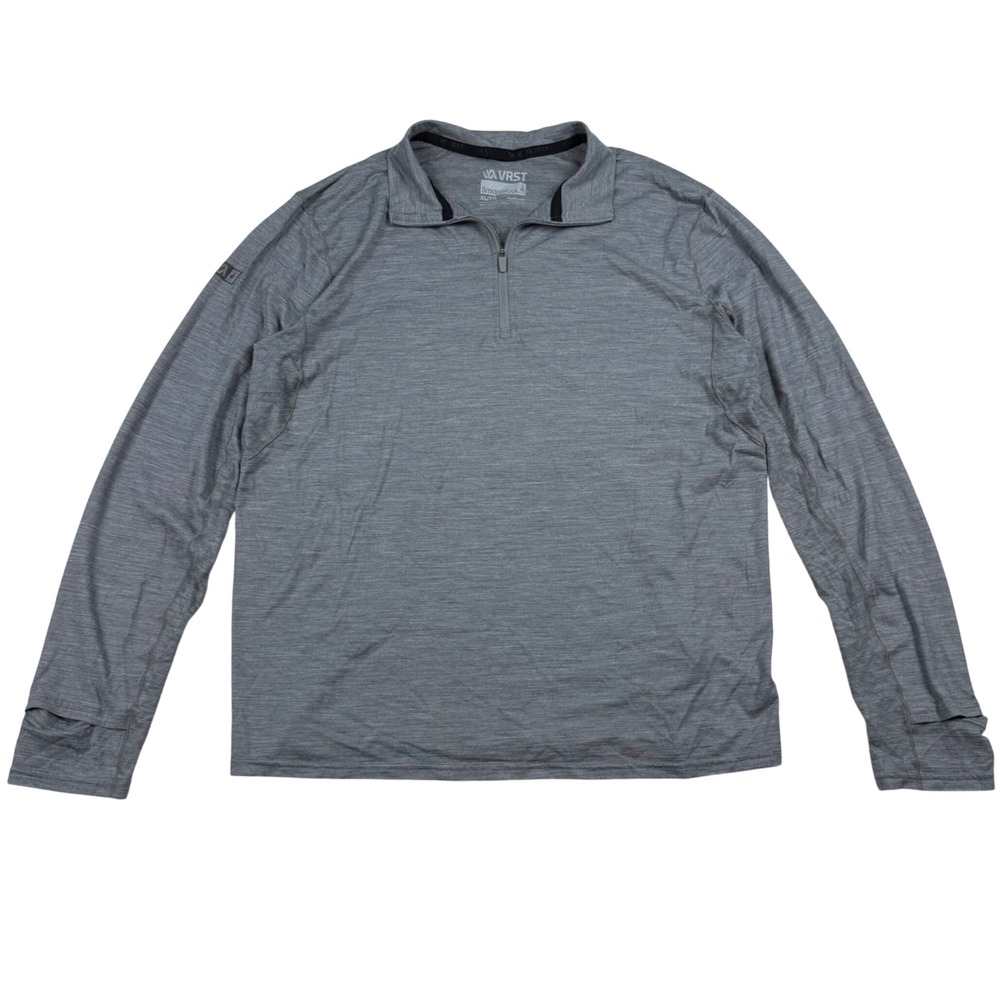 VRST Smartwool Mens XL Gray Merino Wool Blend Quarter Zip Base Layer Long Sleeve